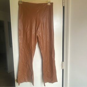 Commando Tan Cocoa Faux‎ Leather Crop Flare Leggings XL